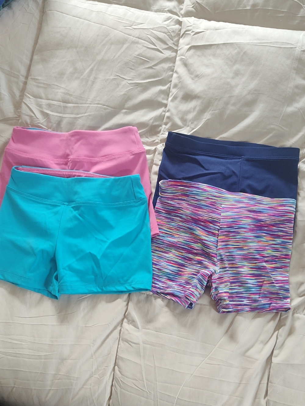 Set of Four Kid's Activewear Shorts - Pink, Teal, Navy, Multicolor